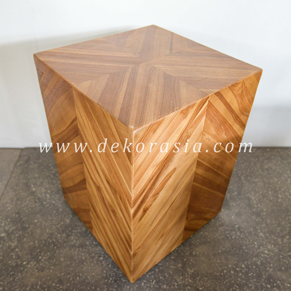 Teak Barn Stool with rubber feet B - 1 Wood Stools Decor