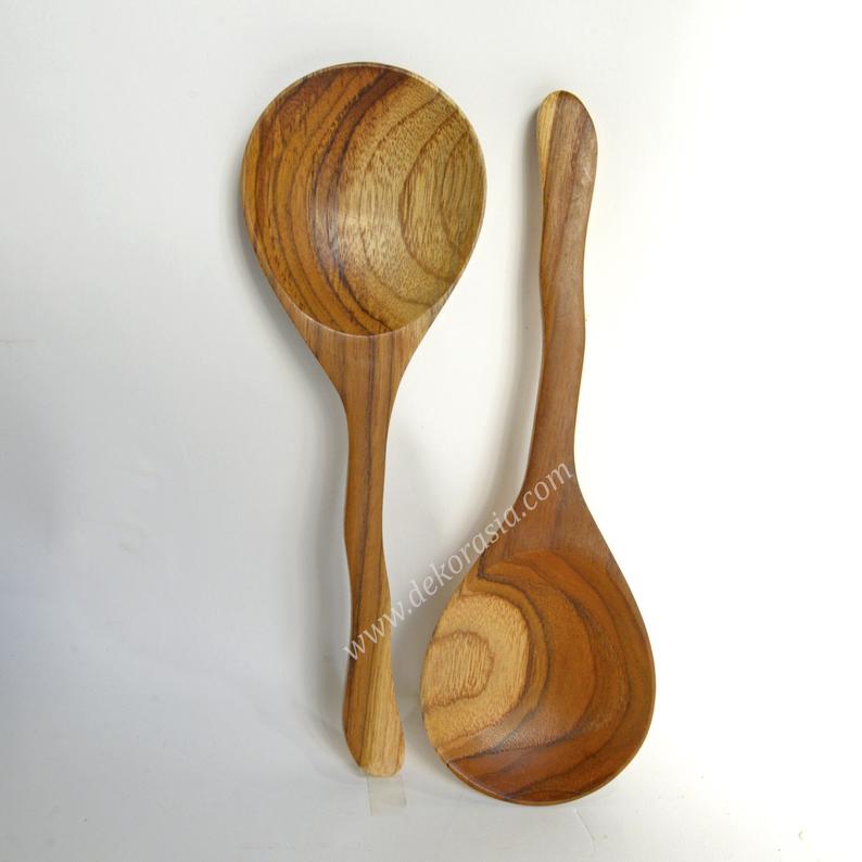 Teak Wood Round Wooden Rice Ladle Spoon - 9.1 inches length 1 Wooden Rice Ladle