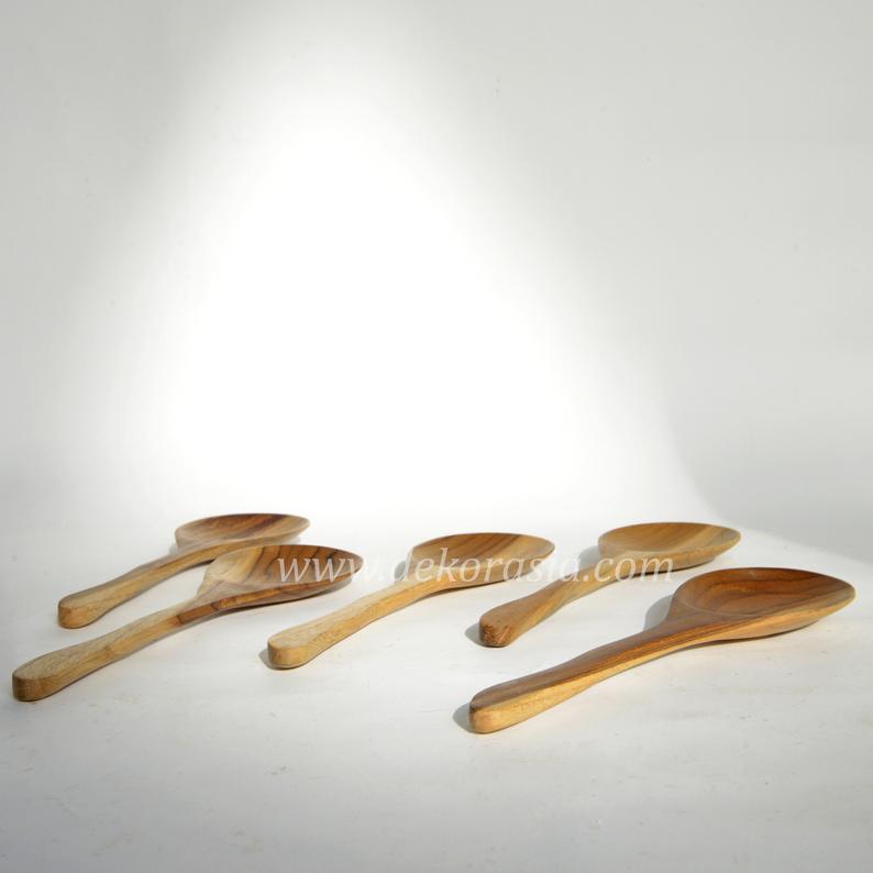 Teak Wood Round Wooden Rice Ladle Spoon - 9.1 inches length 4 Wooden Rice Ladle