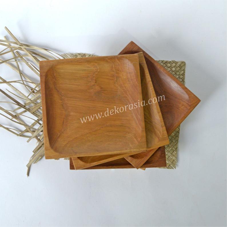Teak Wood Square Tray Size 5.8 to 9.7 inches 1 Wood Square Tray