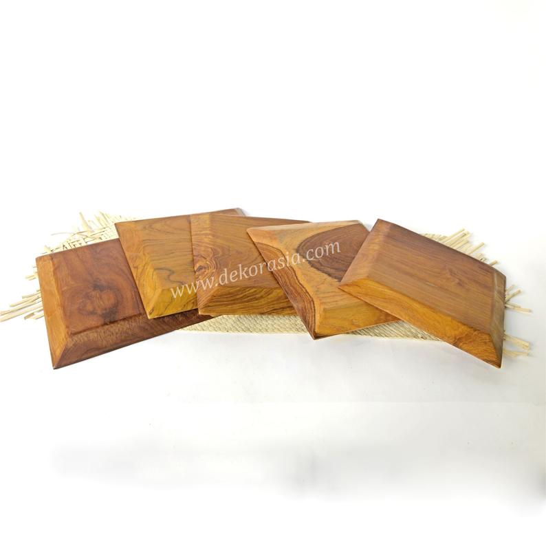 Teak Wood Square Tray Size 5.8 to 9.7 inches 4 Wood Square Tray