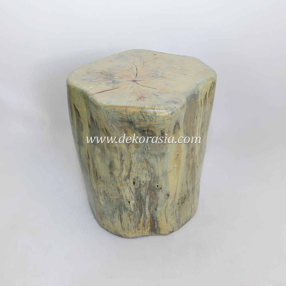 Wood Stool (22) 3 Stool Soft Green